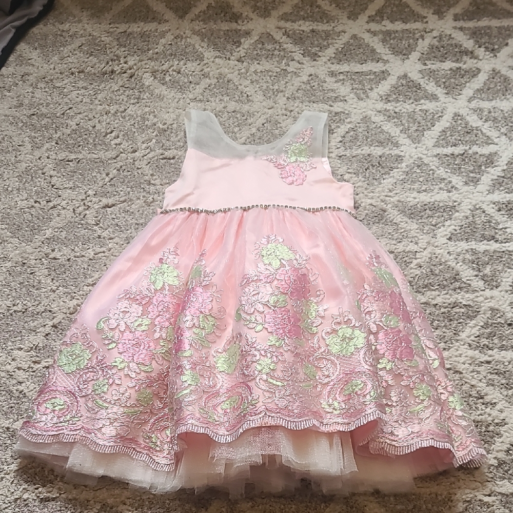 2 for $75 - American Princess Girls 4 Pink and Green Floral Dress